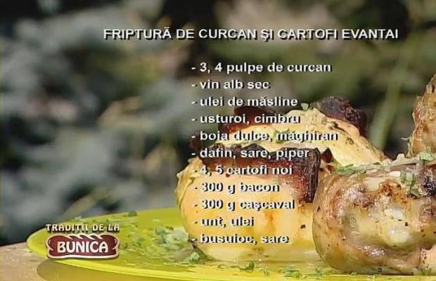 Friptura de curcan cu sos de vin la cuptor