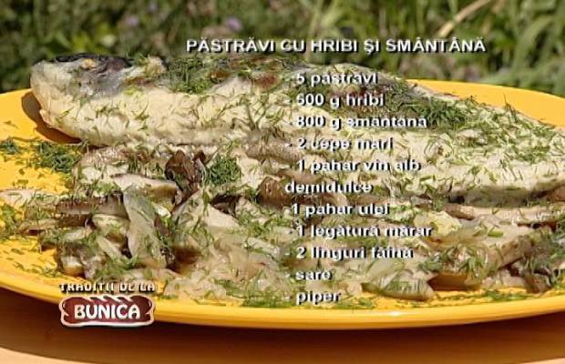Reteta pastrav cu hribi si smantana