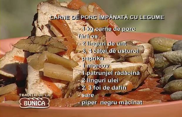 Carne de porc impanata cu legume