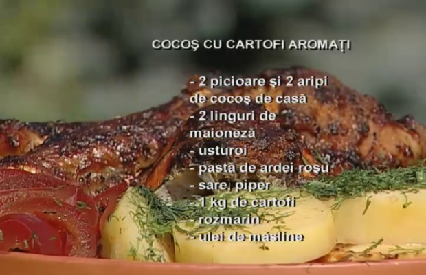 Cocos la tava cu cartofi aromati