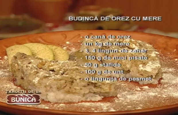 Budinca de orez cu mere