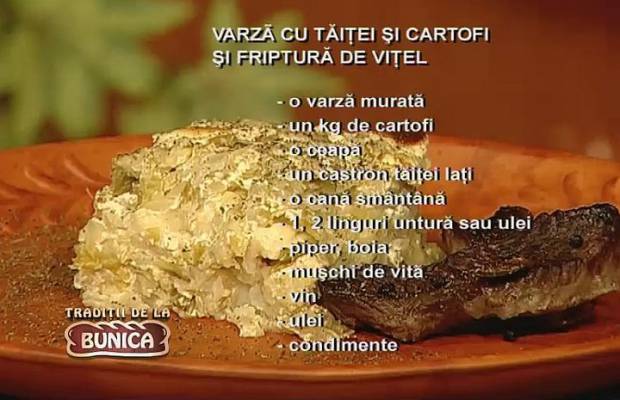 Varza cu taitei si cartofi