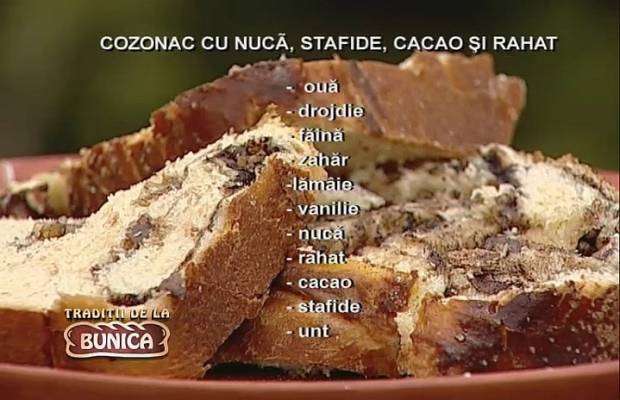 Cozonac cu nuca, rahat si cacao