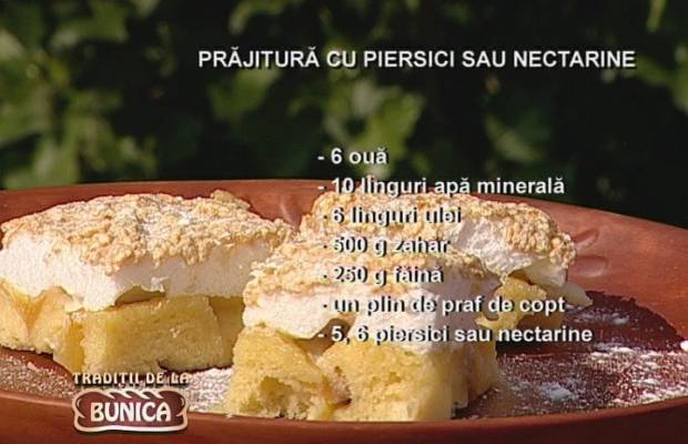 Prajitura cu piersici si bezea