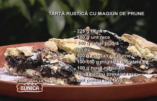 Tarta rustica cu magiun de prune si samburi de caise