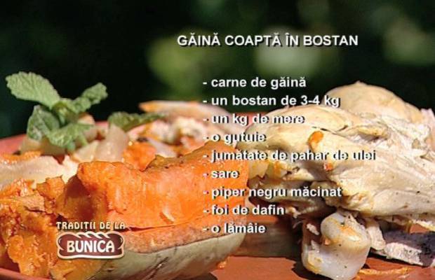 Gaina coapta in bostan