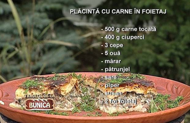 Placinta de Carne in Foietaj