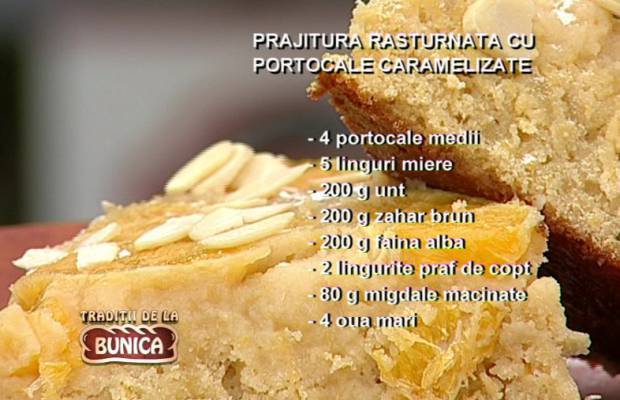 Prajitura rasturnata cu portocale caramelizate