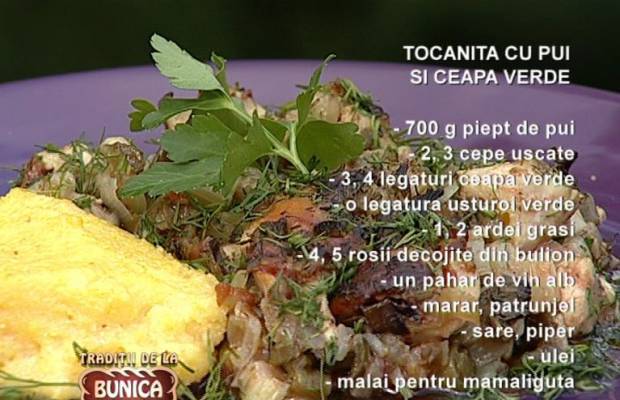 Tocanita de pui si ceapa verde